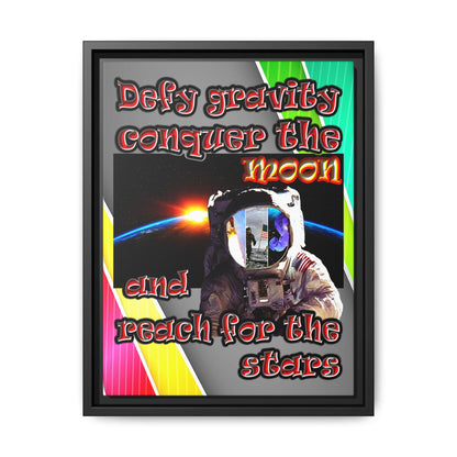 defy conquer reach - framed canvas art (rainbow split)