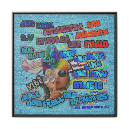 drop the beat - framed canvas art (faded blue)