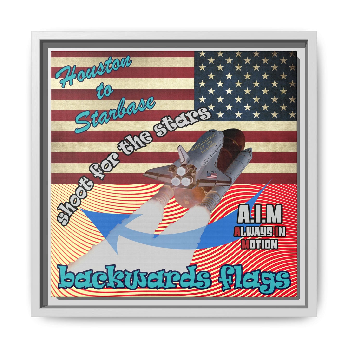 shoot for the stars - framed canvas art (yellow-orange wave)