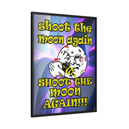 shoot the moon again - framed canvas art (grey-pink wave)