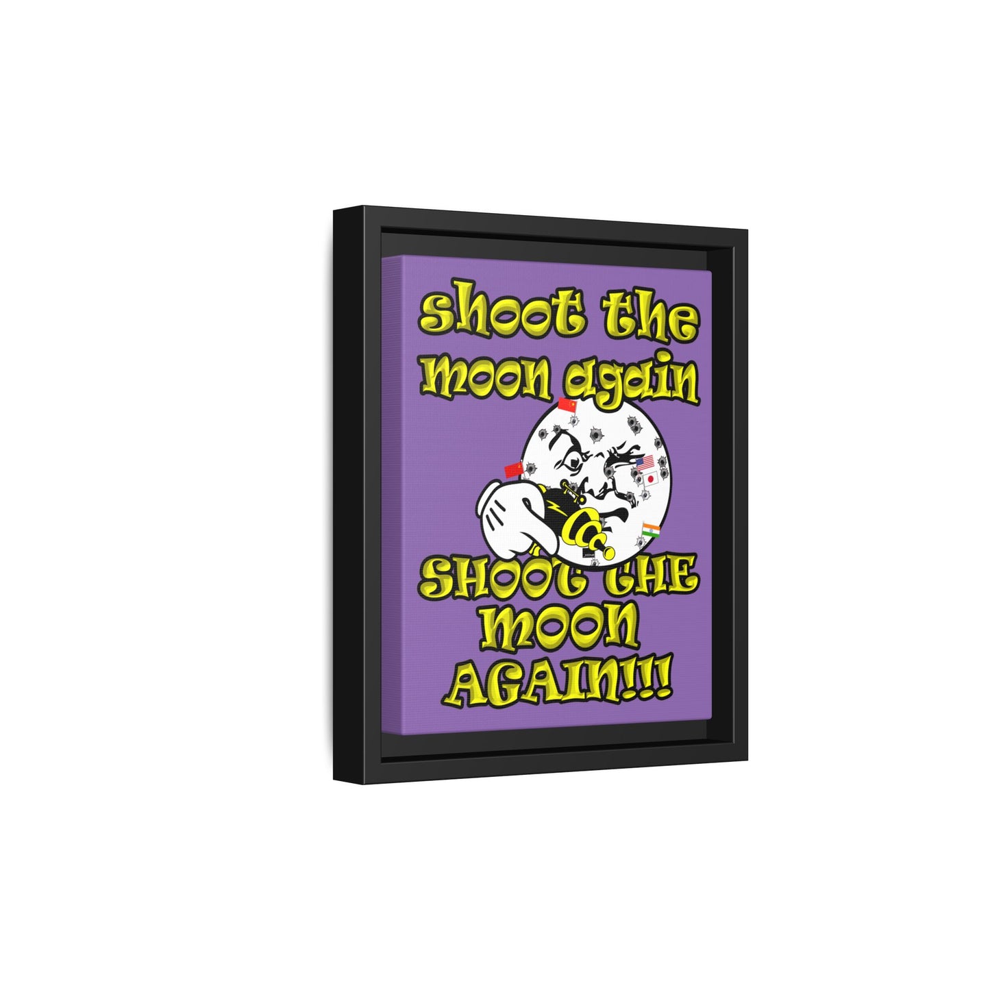 shoot the moon again - framed canvas art (light purple)