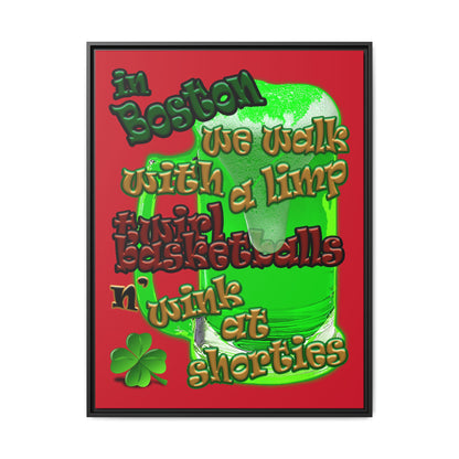 celtics logo - framed canvas art (dark red)