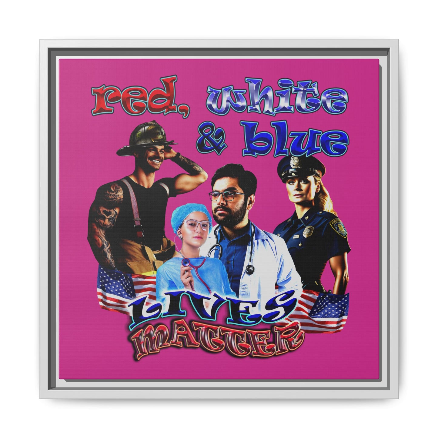 rw&b lives matter - framed canvas art (pink)