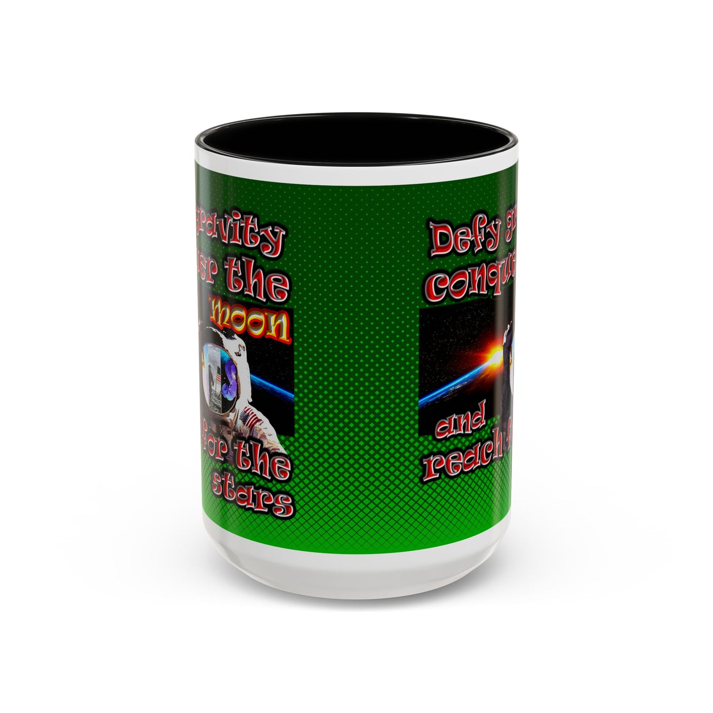 defy conquer reach - Accent Mug (logo green)
