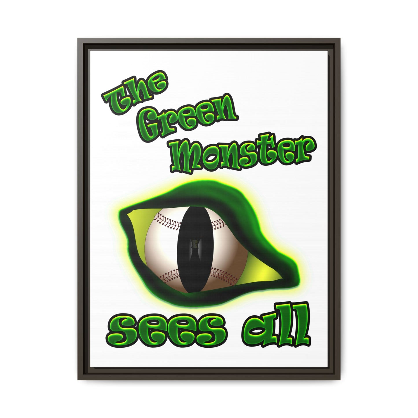 green monster - framed canvas art (white)