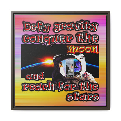 defy conquer reach - framed canvas art (color blur)
