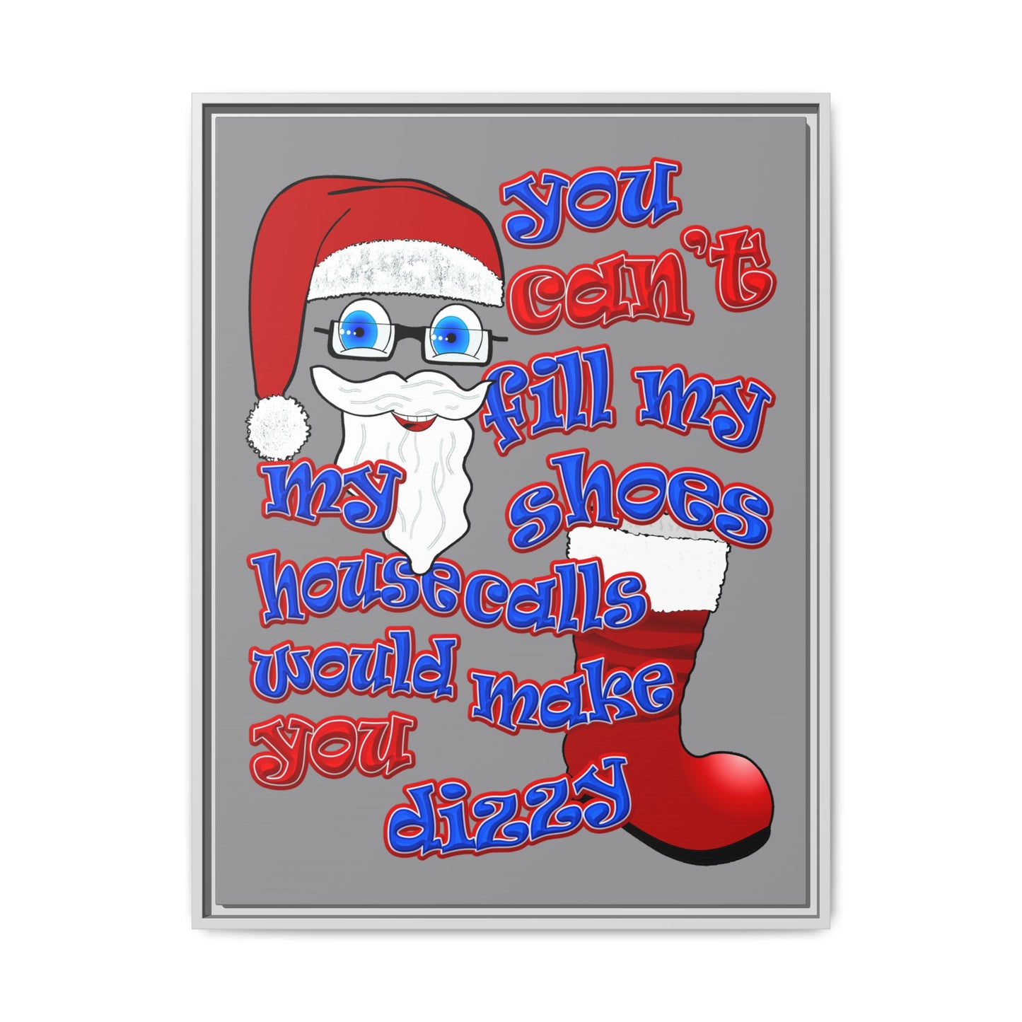 santa's shoes - framed canvas art (grey)
