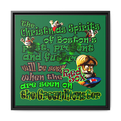 christmas spirits of boston - framed canvas art (dark green)