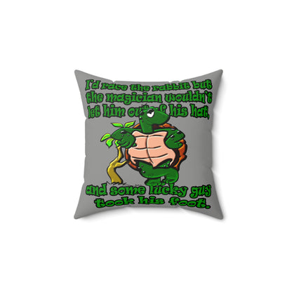 turtle race - Faux Suede Square Pillow - (grey)