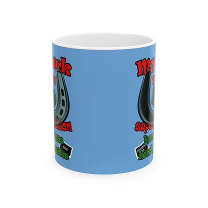 my luck - White Mug (light blue)