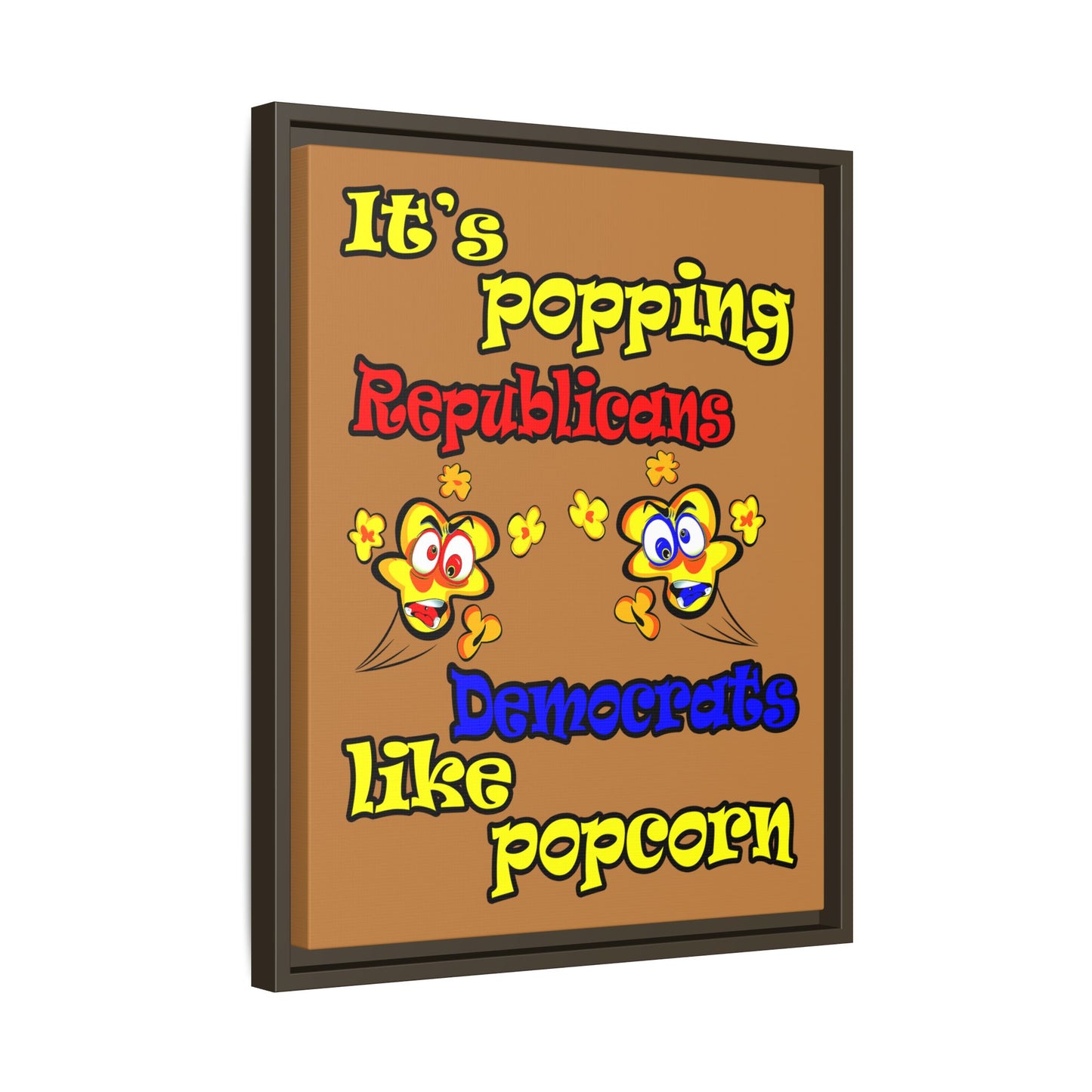 popping like popcorn - framed canvas art (light brown)