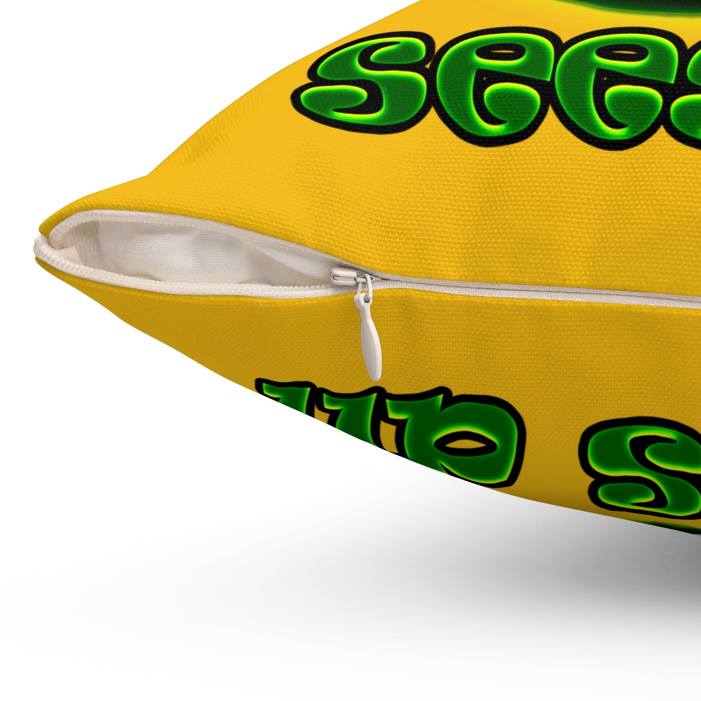 green monster - Spun Polyester Square Pillow - (yellow)