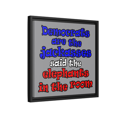 donkeys and elephants - framed canvas art (grey)