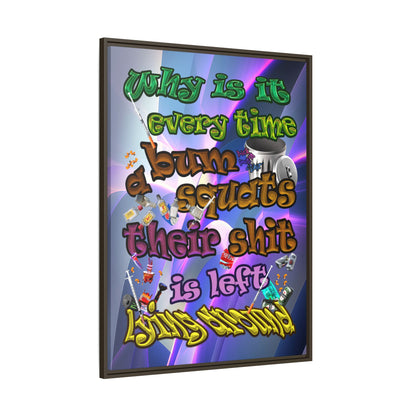 the bum's shit - framed canvas art (grey-pink wave)