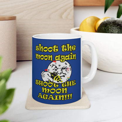 shoot the moon again - White Mug (dark blue)