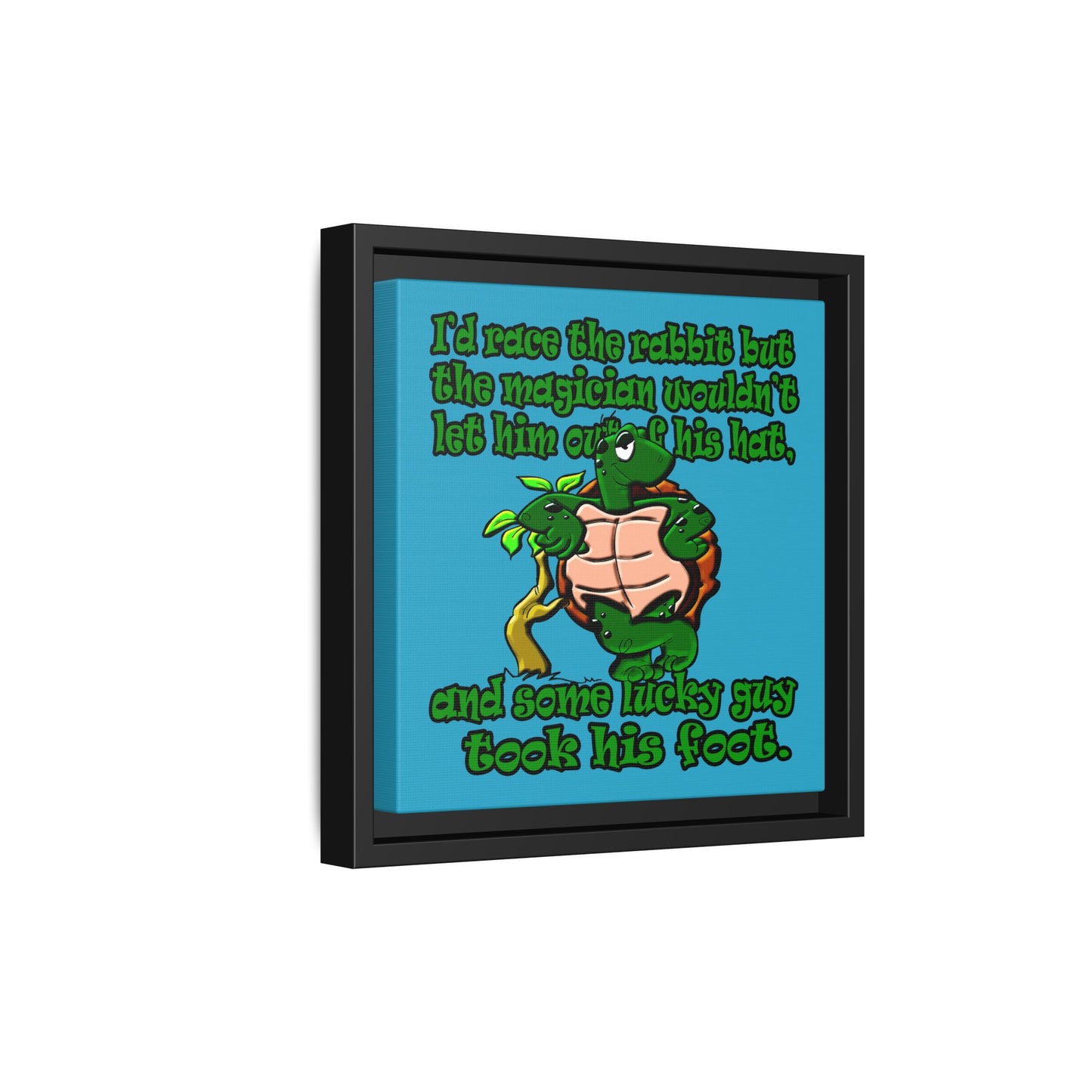 turtle race - framed canvas art (turquoise)