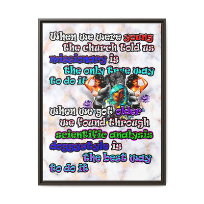 doggystyle - framed canvas art (white marble)