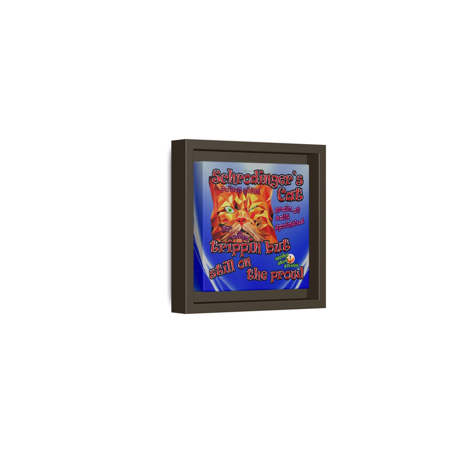 schrodinger's cat - framed canvas art (blue-white wave)