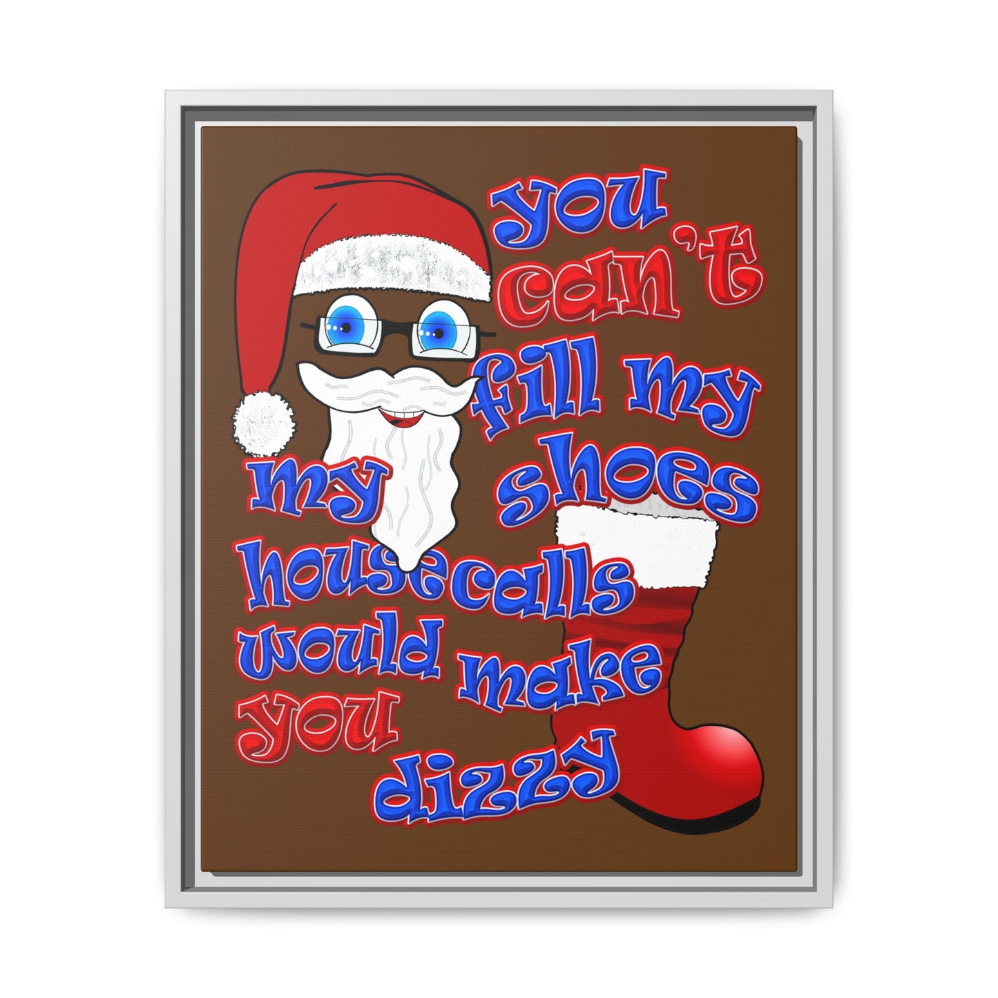 santa's shoes - framed canvas art (brown)