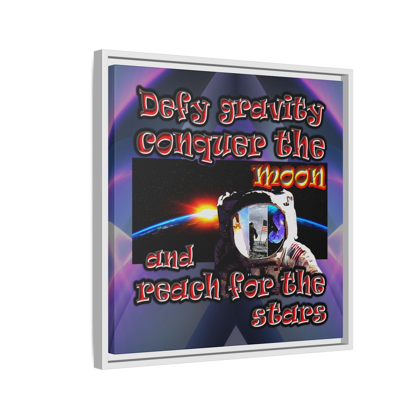 defy conquer reach - framed canvas art (grey-pink wave)