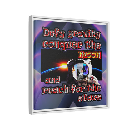 defy conquer reach - framed canvas art (grey-pink wave)
