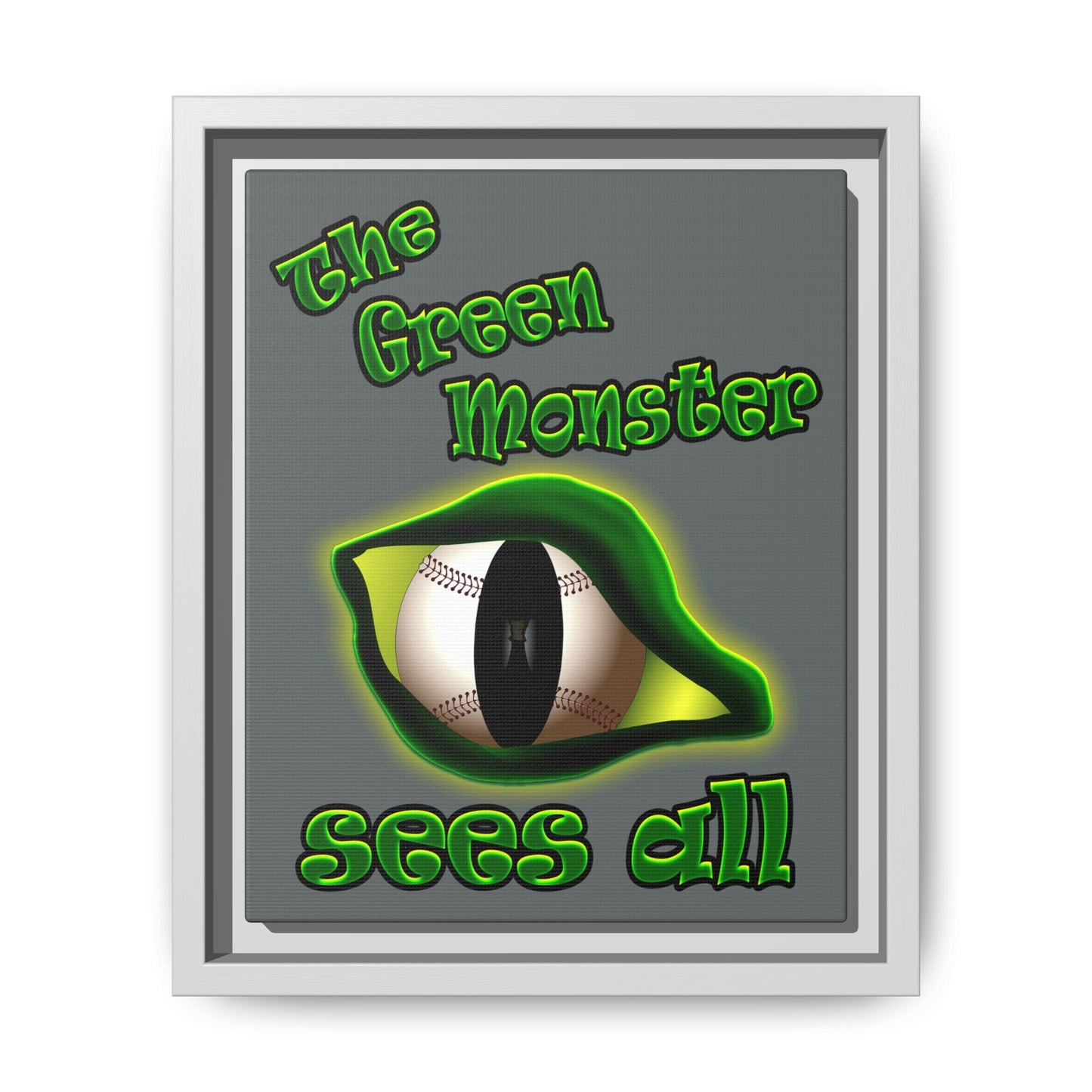 green monster - framed canvas art (dark grey)