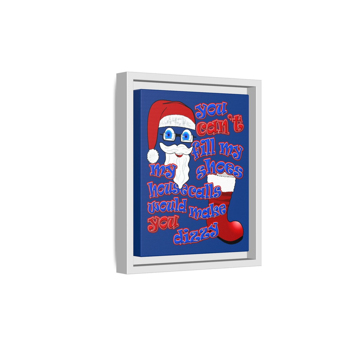 santa's shoes - framed canvas art (dark blue)