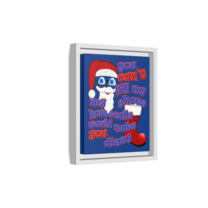 santa's shoes - framed canvas art (dark blue)