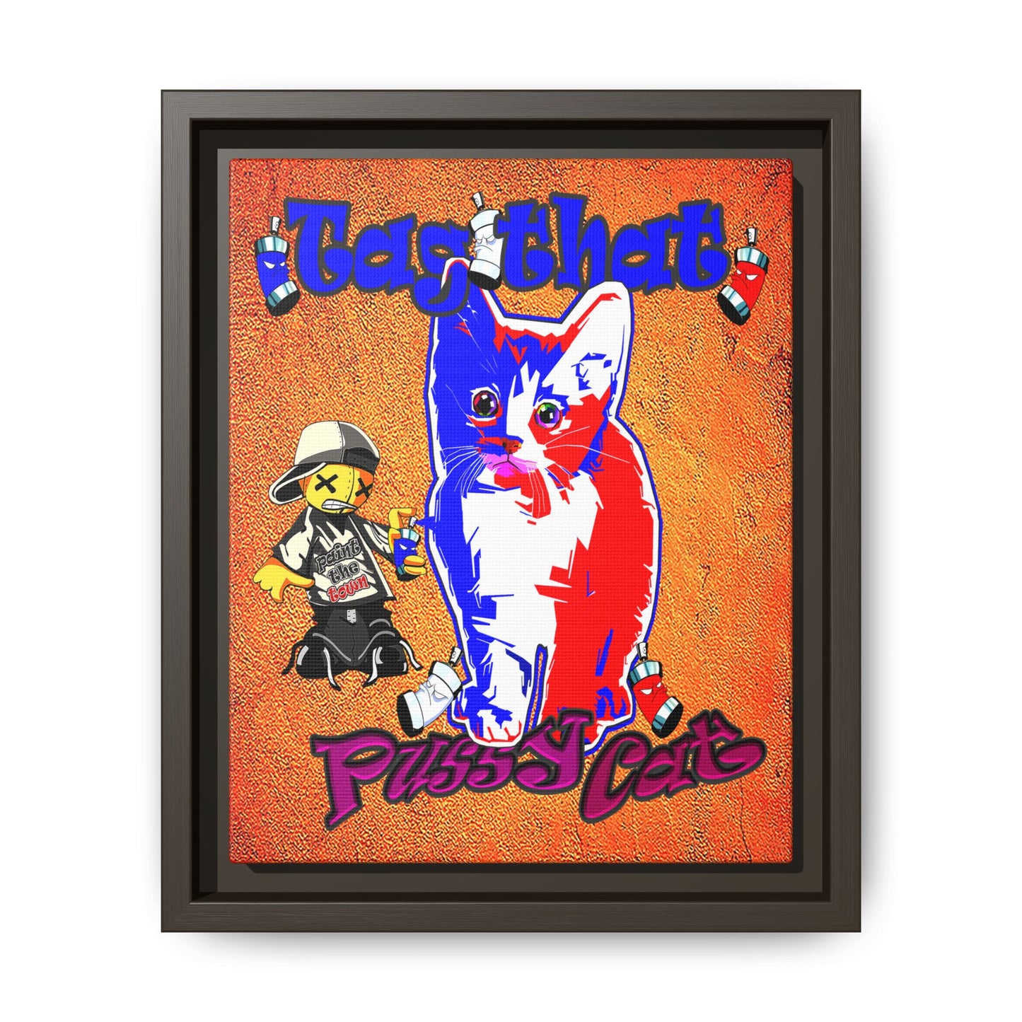 tag that - framed canvas art (burnt orange)