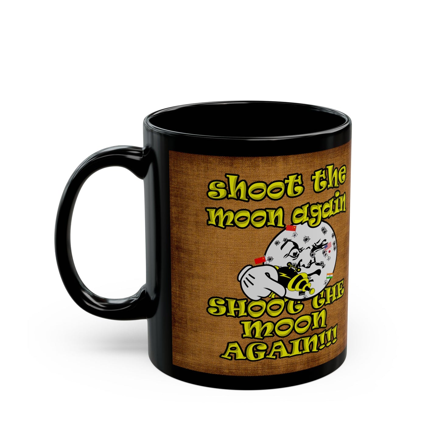 shoot the moon again - Black Mug (brown papyrus)
