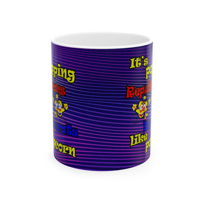 popping like popcorn - White Mug (purple wave)