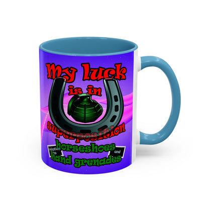 my luck - Accent Mug (purple-pink wave)