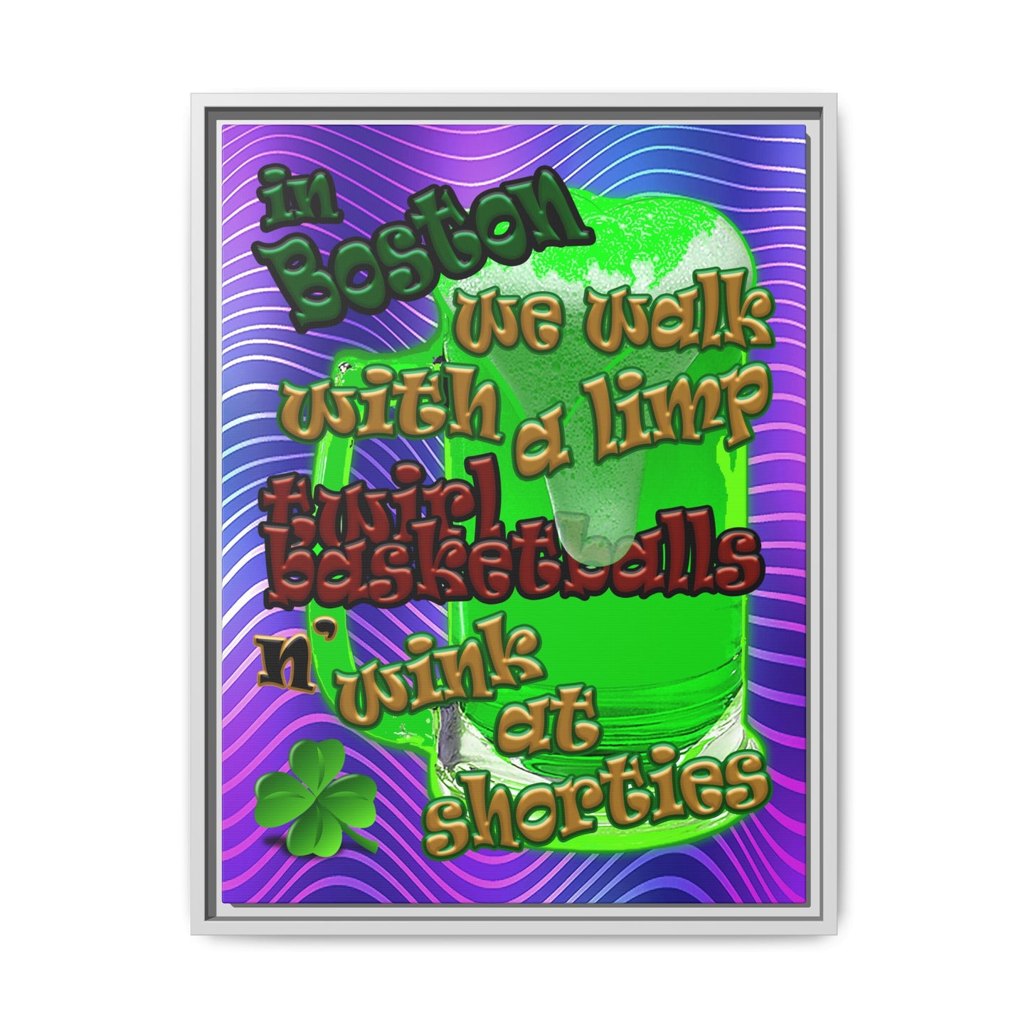 celtics logo - framed canvas art (purple wave)