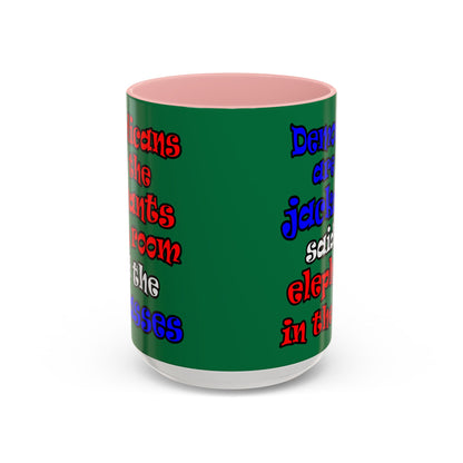 donkeys and elephants - Accent Mug (dark green)