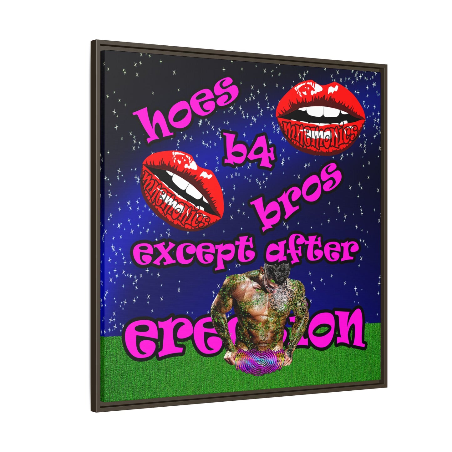 hoes b4 bros - framed canvas art ('snoops' background)