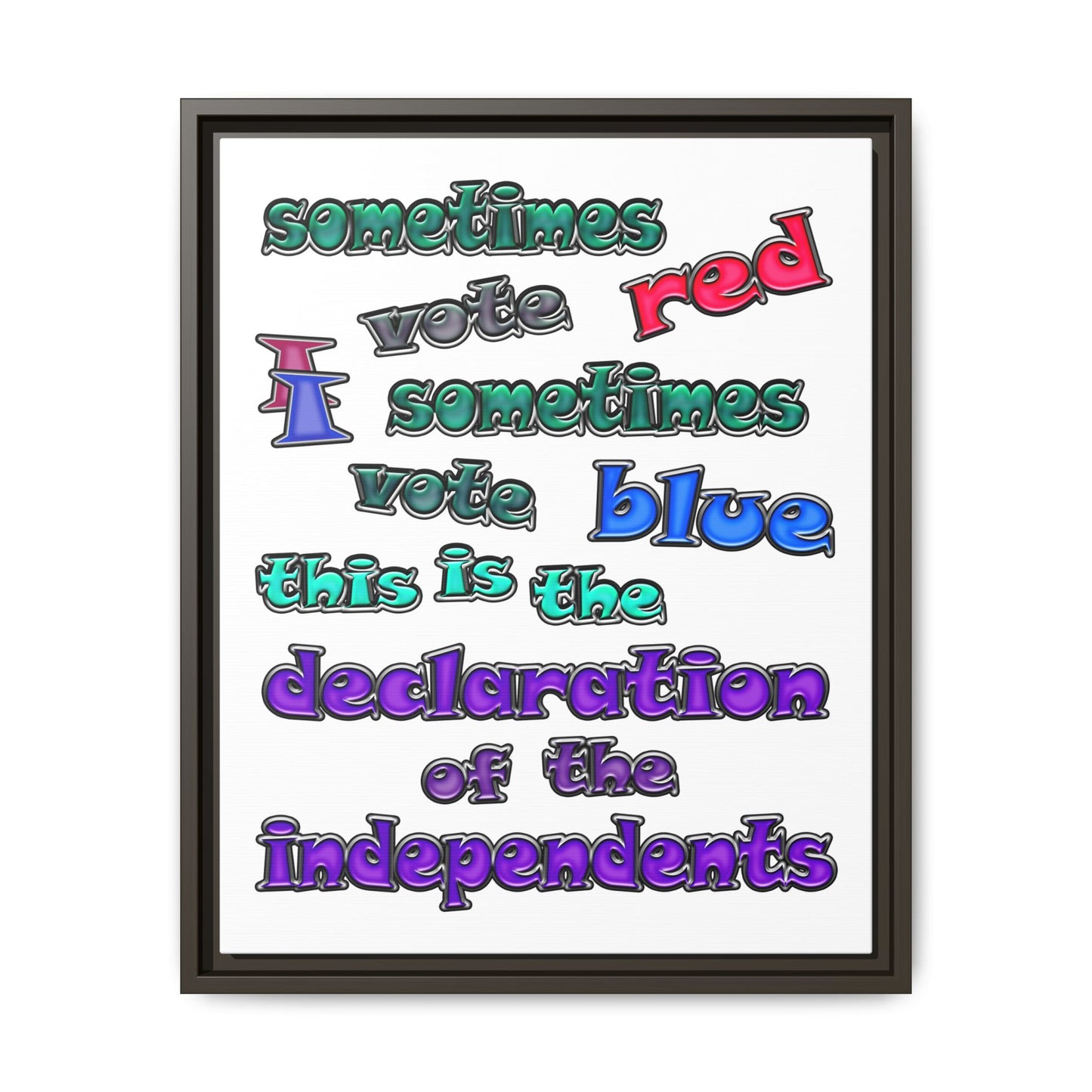 declaration of the independents - framed canvas art (white)