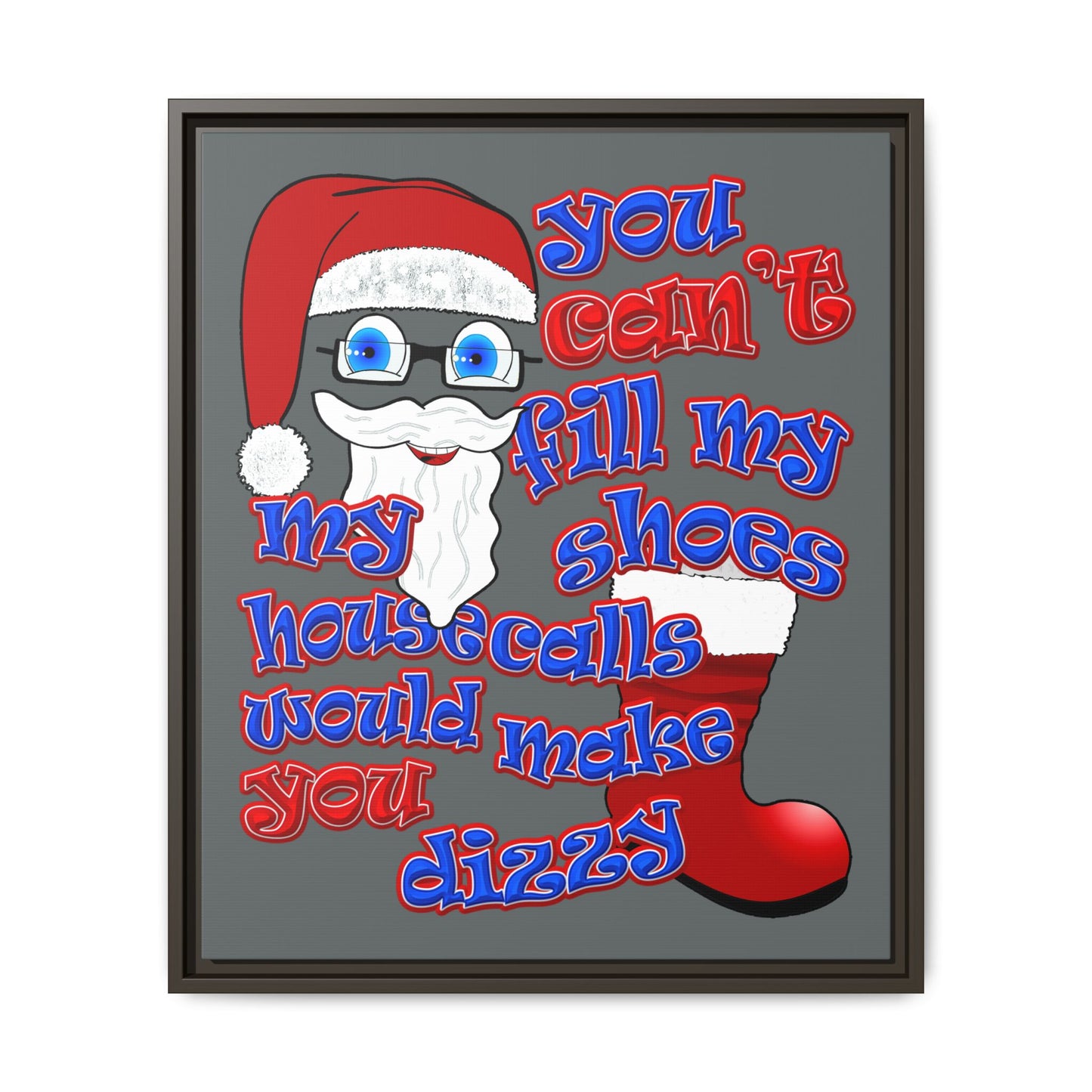 santa's shoes - framed canvas art (dark grey)