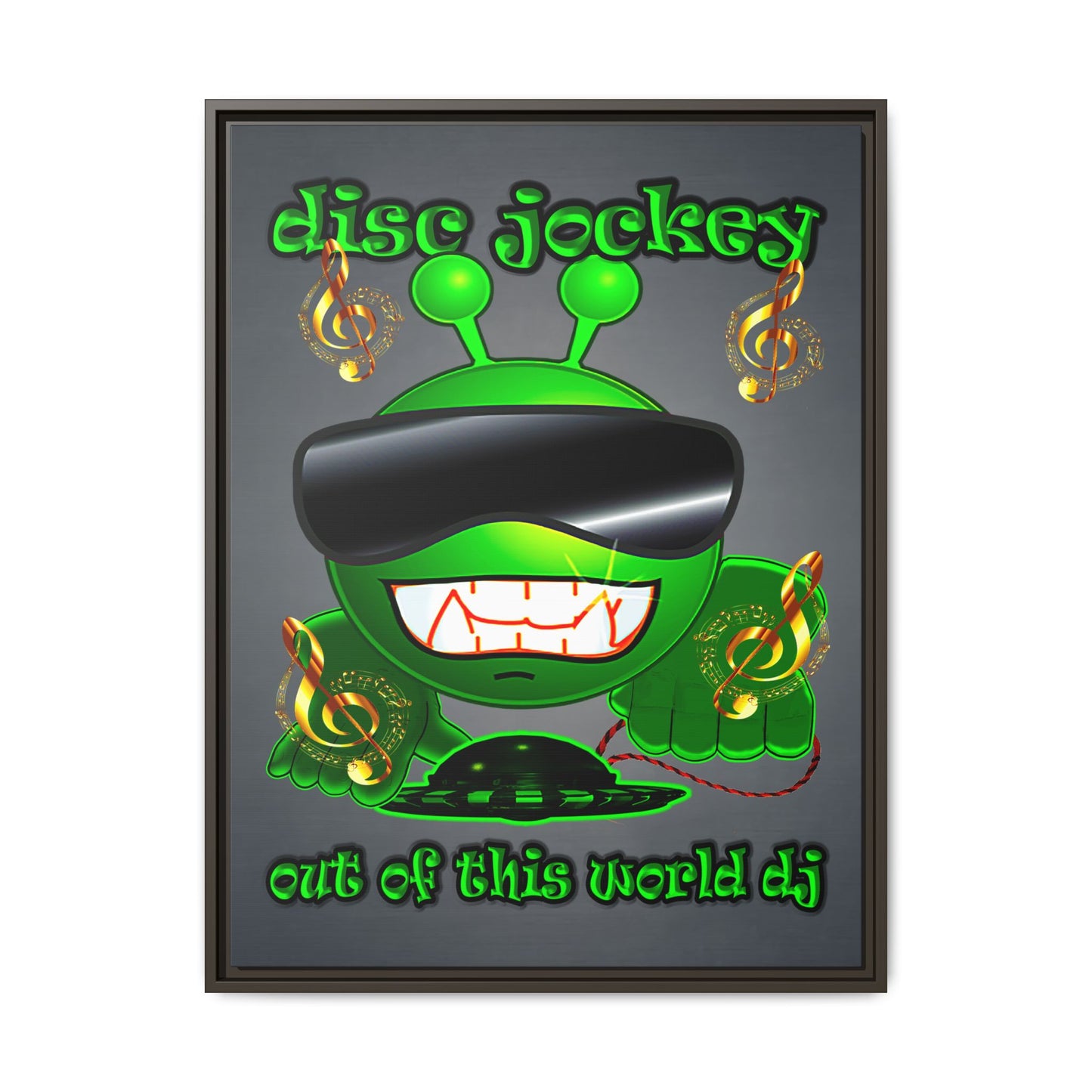 disc jockey - framed canvas art (grey-light grey)