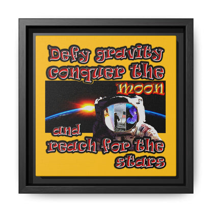 defy conquer reach - framed canvas art (yellow)