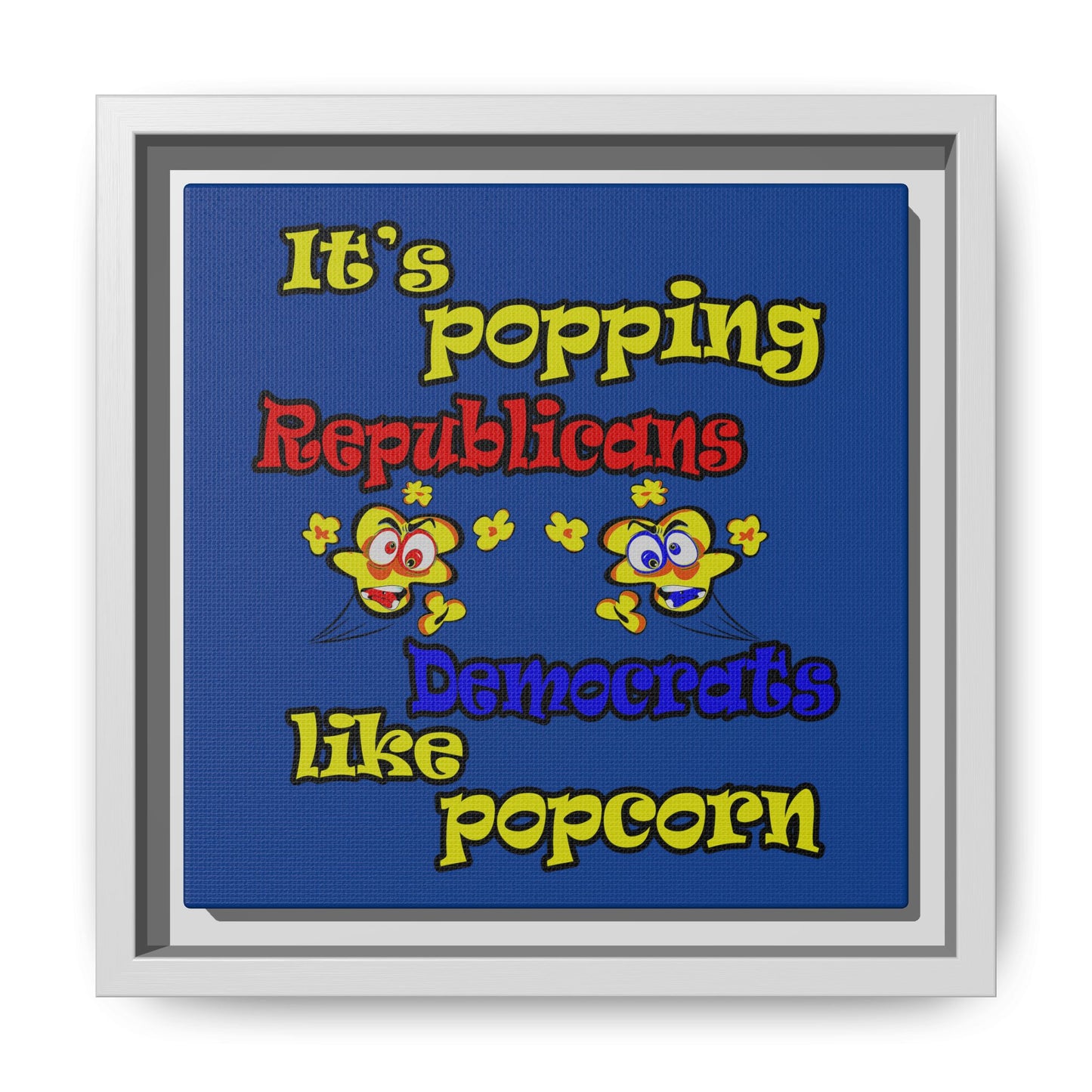popping like popcorn - framed canvas art (dark blue)