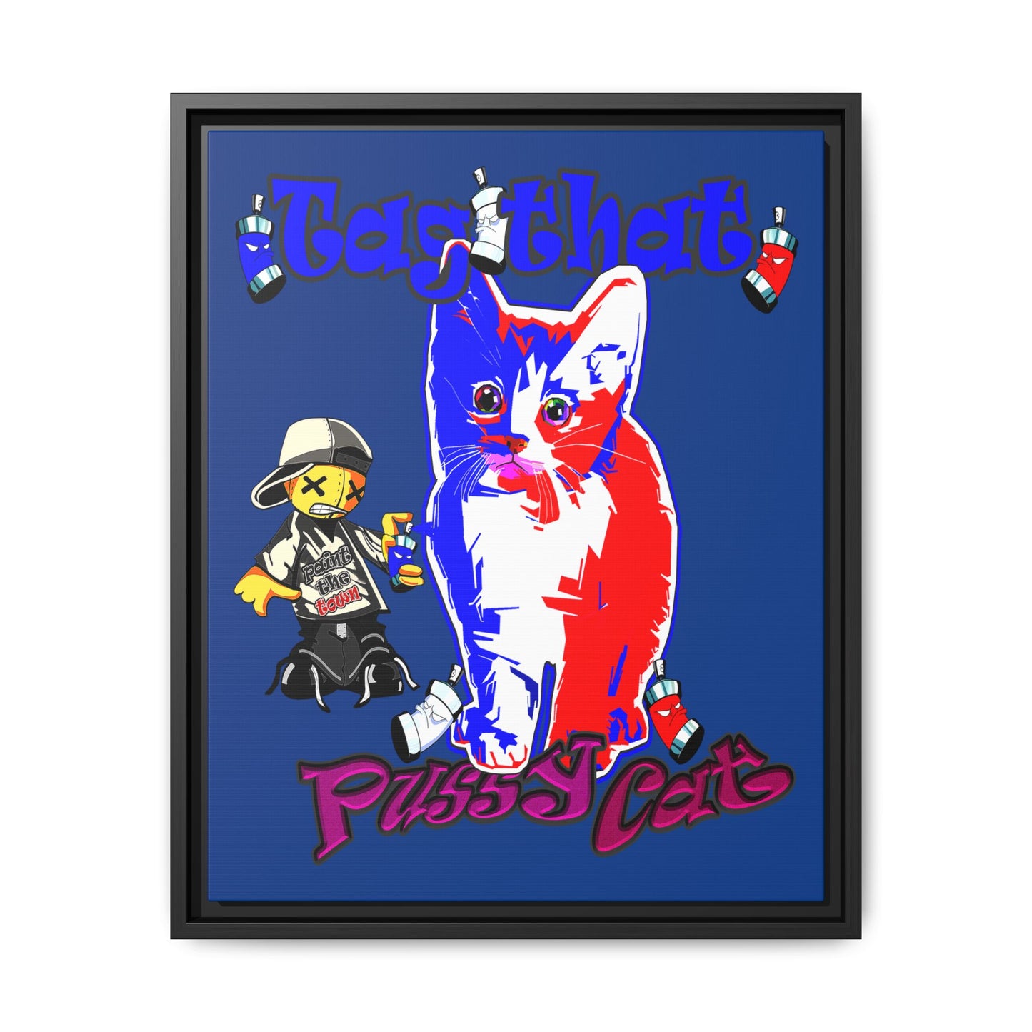 tag that - framed canvas art (dark blue)