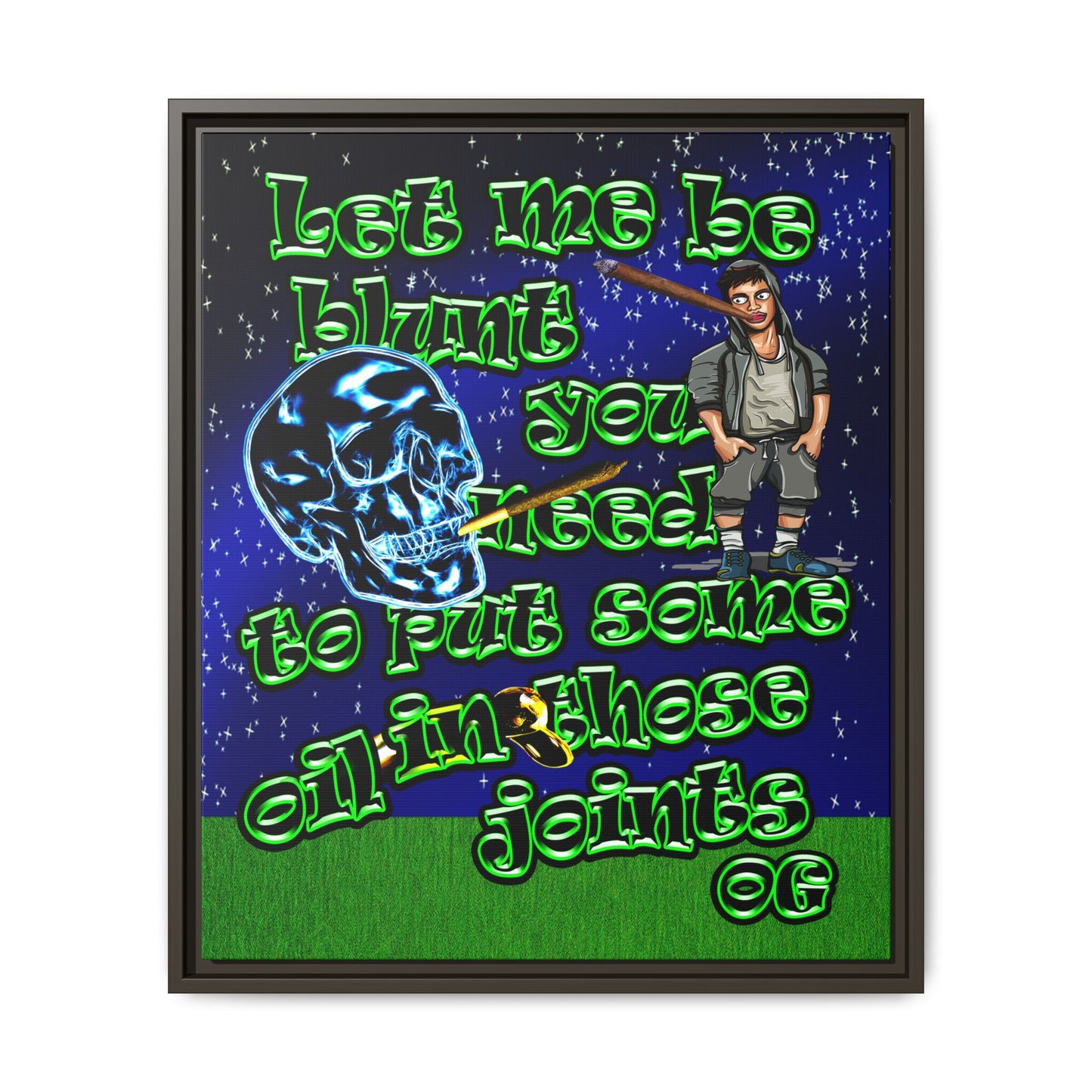 og - framed canvas art ('snoops' background)