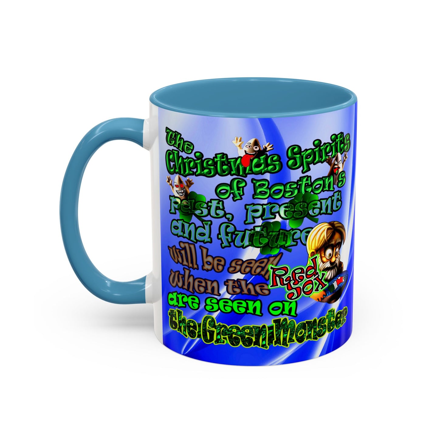 christmas spirits of boston - Accent Mug (blue-white wave)