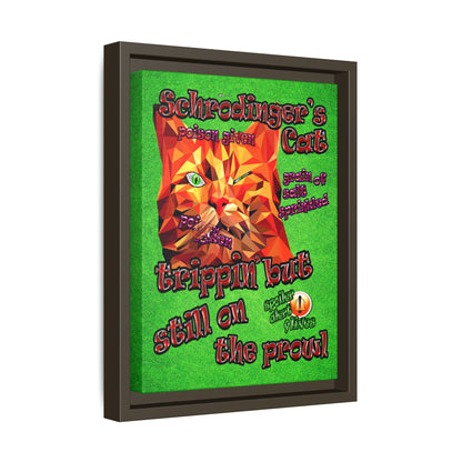 schrodinger's cat - framed canvas art (green turf)