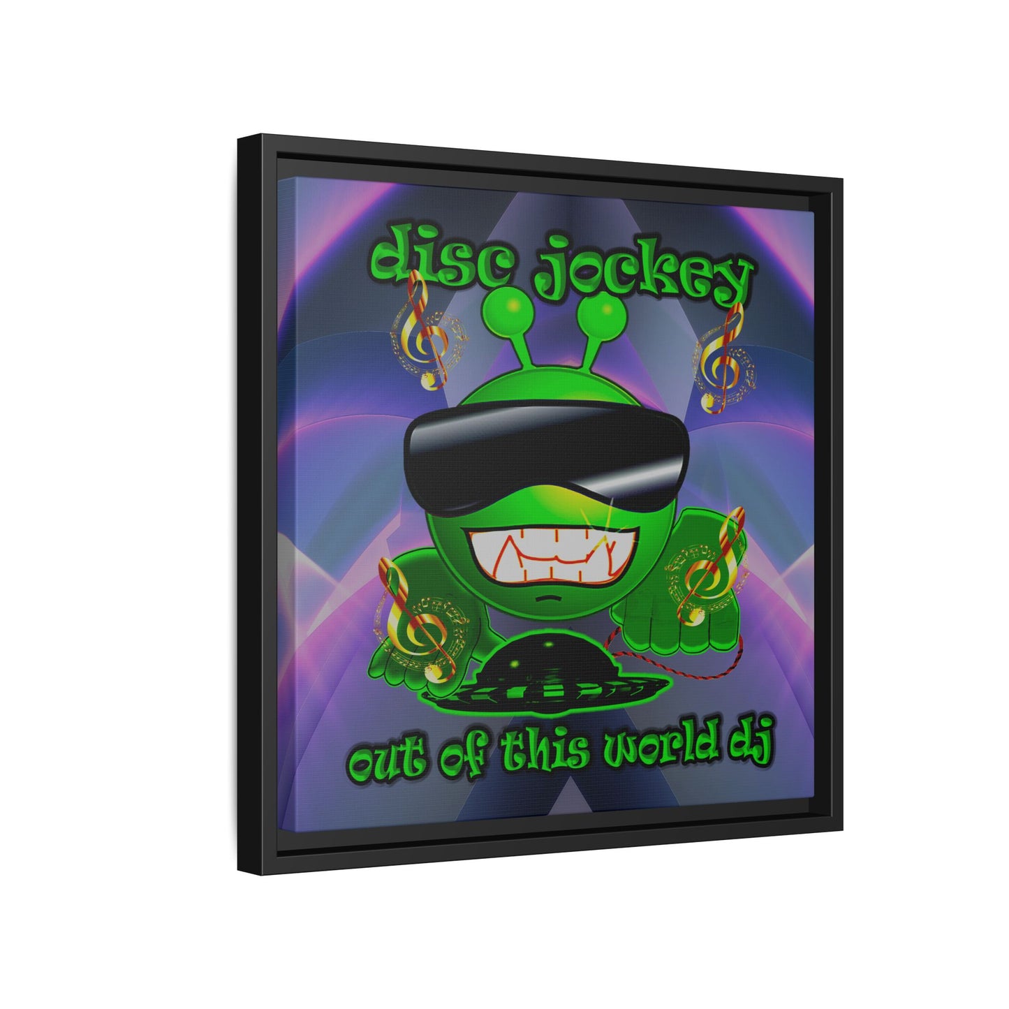 disc jockey - framed canvas art (grey-pink wave)