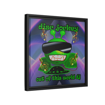 disc jockey - framed canvas art (grey-pink wave)