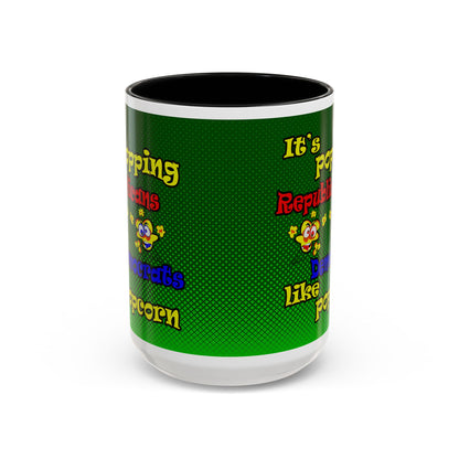 popping like popcorn - Accent Mug (logo green)