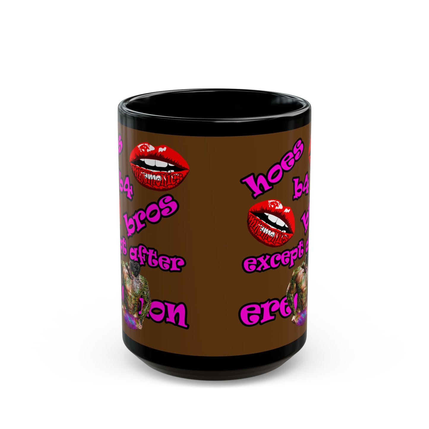 hoes b4 bros - Black Mug (brown)
