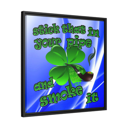 stick that in your pipe and smoke it - framed canvas art (blue-white wave)