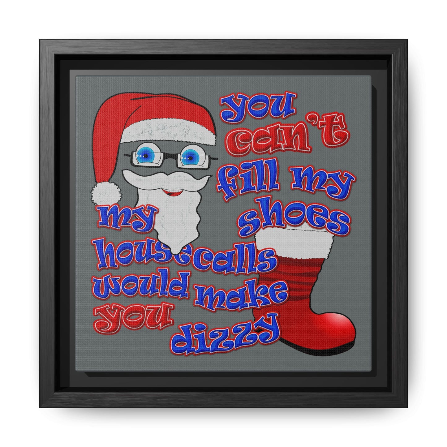santa's shoes - framed canvas art (dark grey)